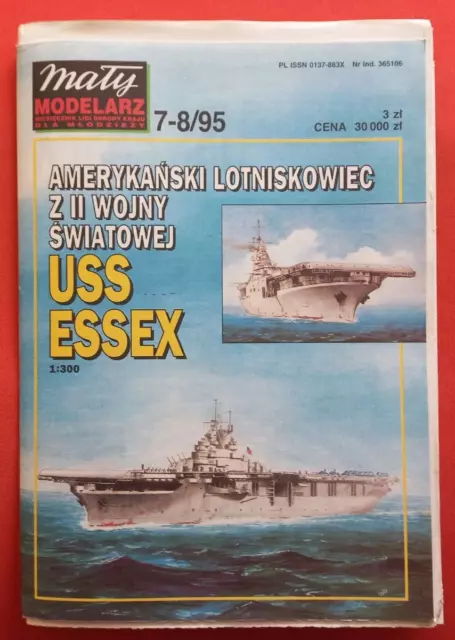 Modellbaubogen Maly Modelarz 7-8/95, Aircraft Carrier USS ESSEX in 1.300