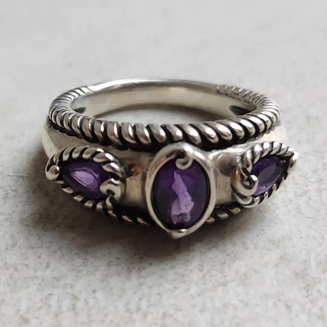 Carolyn Pollack Relios  Sterling Silver & Amethyst Ring 6.5 Grams Size 6