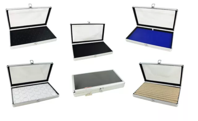 Display Aluminium Glass Lid Case With Choice Of Display Jewellery Insert