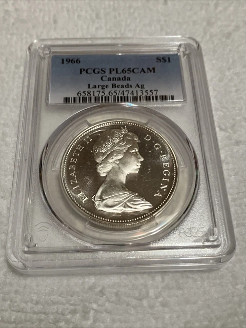 1966 $1 Canada Silver Proof-like ✶ Elizabeth II ✶ Large Beads PCGS PL65 Cameo