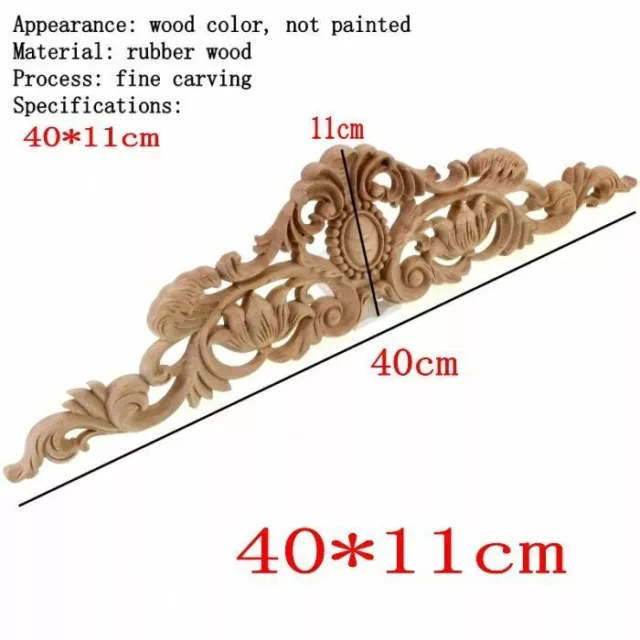 Long Solid Wood Carved Applique Frame For Home Furniture Decoration Vintage Part