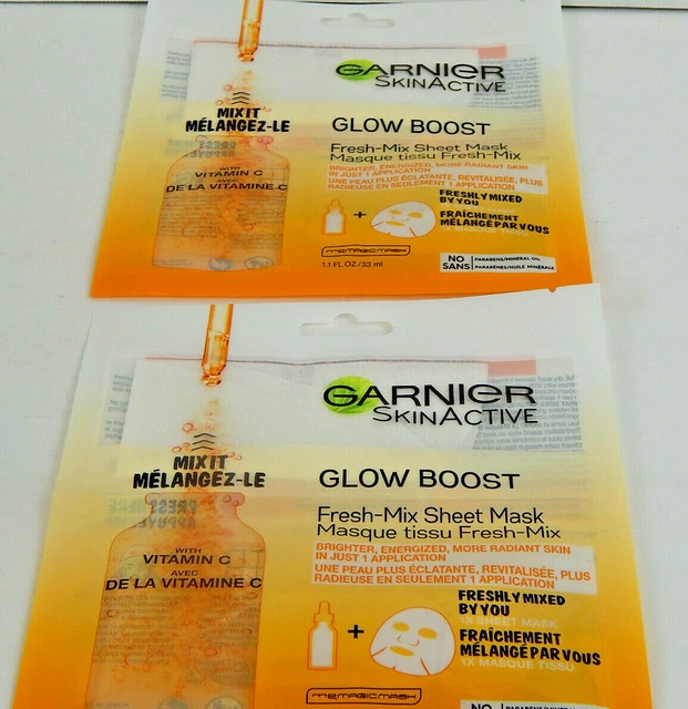 Garnier SkinActive Glow Boost Fresh-Mix Sheet Mask with Vitamin C Lot Of 2