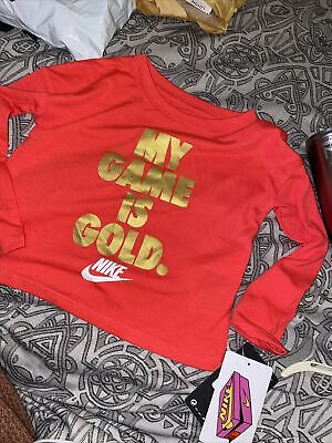 my game is gold girls pink nike long sleeve t-shirt age 4 years