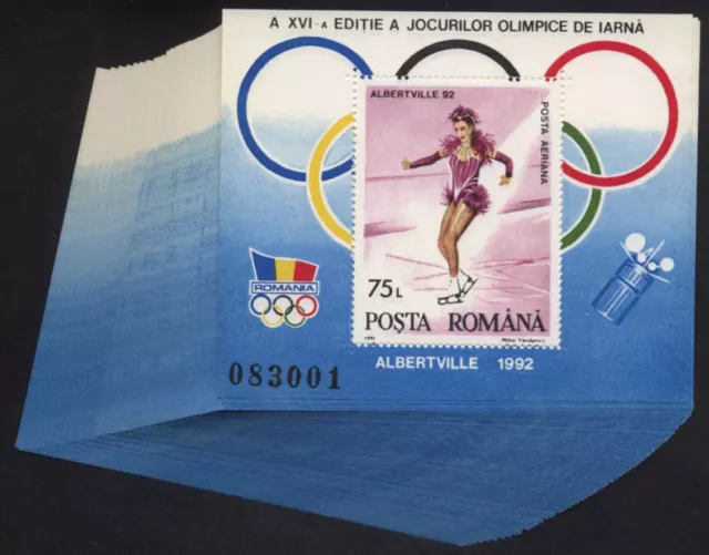 ME 320,00: WHOLESALE: 100 BLOCKS Rumänien OLYMPIA Albertville 1992 Block 269 **