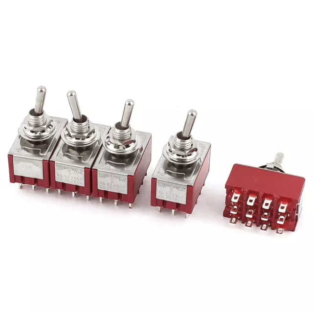 5pcs 4PDT ON-OFF-ON AC 250V/2A 125V/6A interrupteur Inverseur à levier bascule