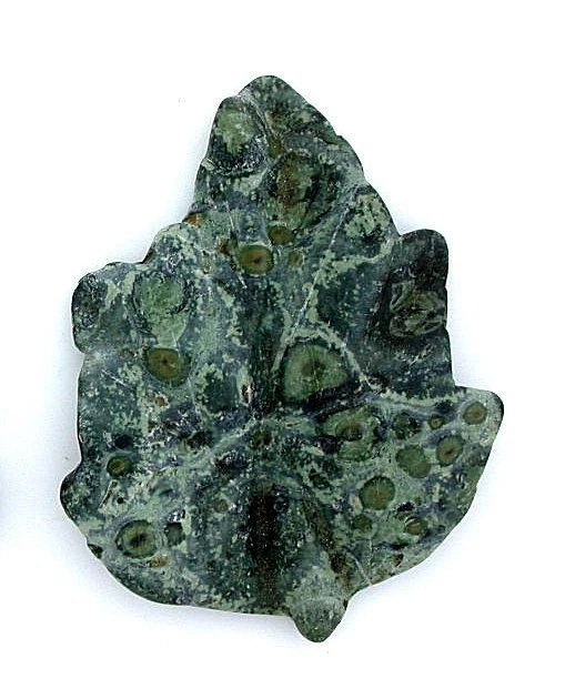 ONE 2 1/3 x 1 4/5 Inch  Zoisite Leaf Top Side Drilled Gemstone Gem Focal Bead