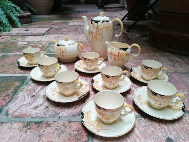 Servizio Da Caffè Crown Devon Fielding's England Porcellana Ceramica Art Decó