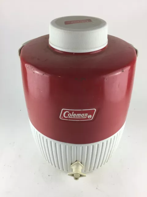 Coleman 2 Gallon Thermos Water Cooler Jug Vintage RED Camping HUNTING