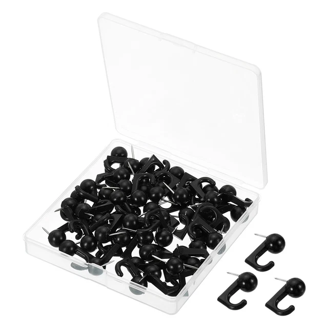 Spingi Spillo Ganci,50pz Plastica Testa Muro Pollice Punta,Nero
