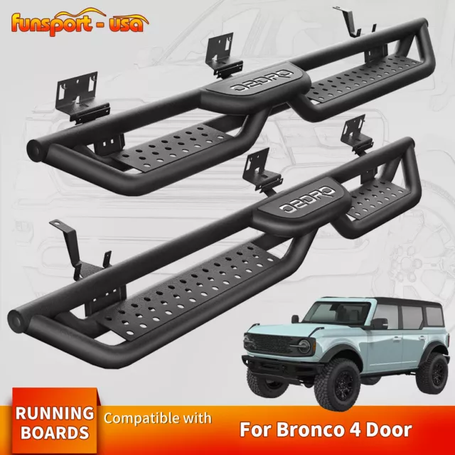 6& RUNNING BOARDS for 20212023 2024 Ford Bronco 4 Door Drop Side Step