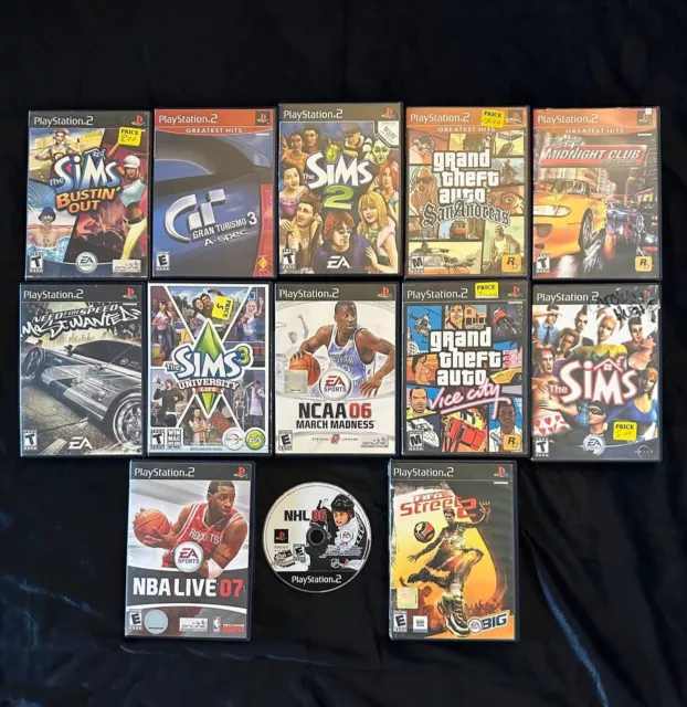 Lot 8 Playstation 2 PS2 Games - Sims 2, Namco Museum, Gottlieb Pinball,  etc. 