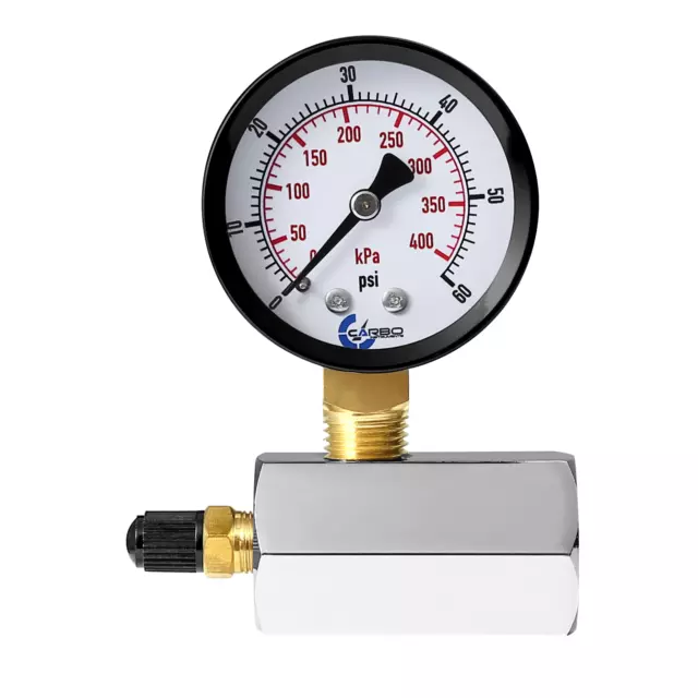 Gas Test Pressure Gauge 60 Pound, 60 PSI / 400kPa 3/4” FNPT Connection Assymbly