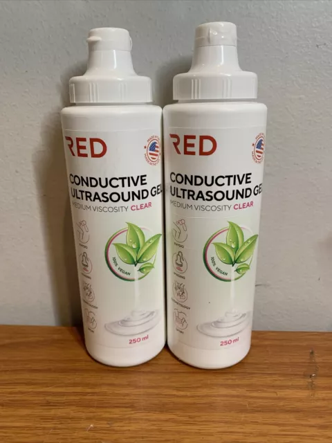 2 Bottles of 250ml (ea) RED Conductive Ultrasoung Gel