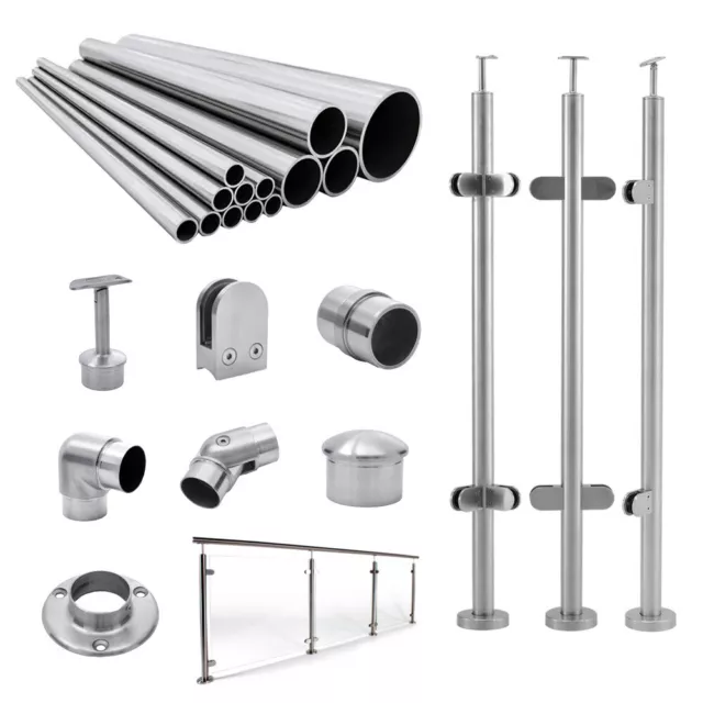 Balustrade Post Stainless Steel Post Rail Handrail Fitting Glass Panel Clamp Kit