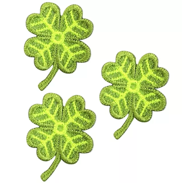 Four Leaf Clover Applique Patch - Shamrock, Good Luck 1-1/8" (3-Pack, Iron on)