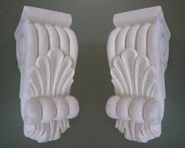 Pair of Wood Fireplace Corbel Shelf Brackets - Pre-treated with Primer. PNT719