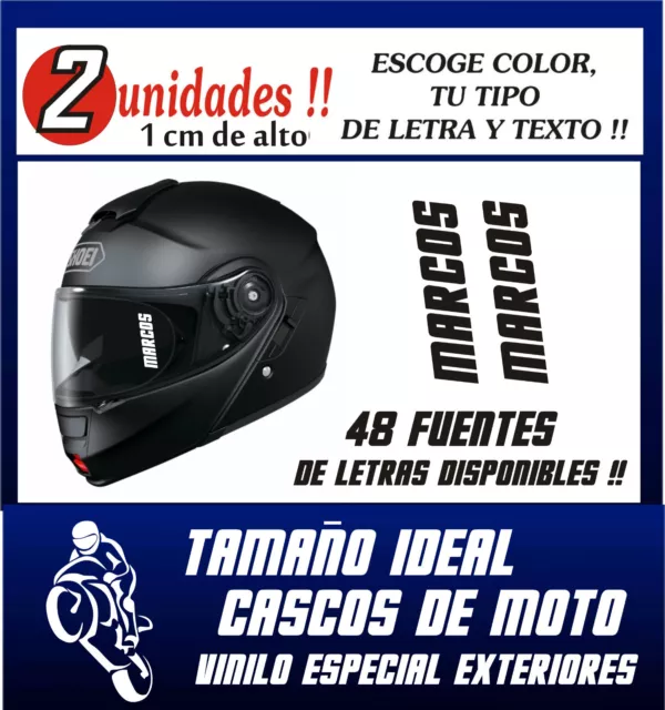 PEGATINAS PERSONALIZABLES (X2) - CASCO DE MOTO -Tu Nombre (o texto) - CALIDAD