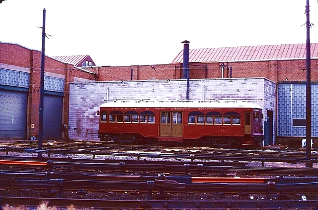 Original Kodachrome Slide Septa Red Arrow Trolley #73 69 St. Shops October 1980