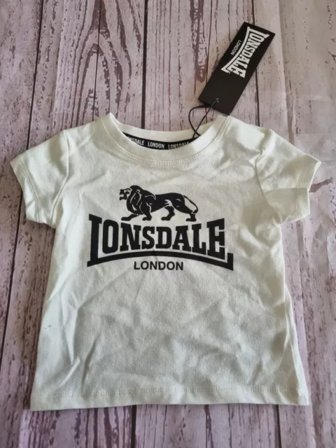 Lonsdale baby boy girl size 000 / 0-3 months black & white t-shirt tee NEW