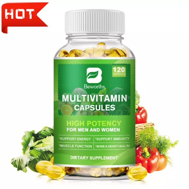 Multi Vitamins &amp; Minerals for Men Women 120 Tablets - Vegan Immune Support