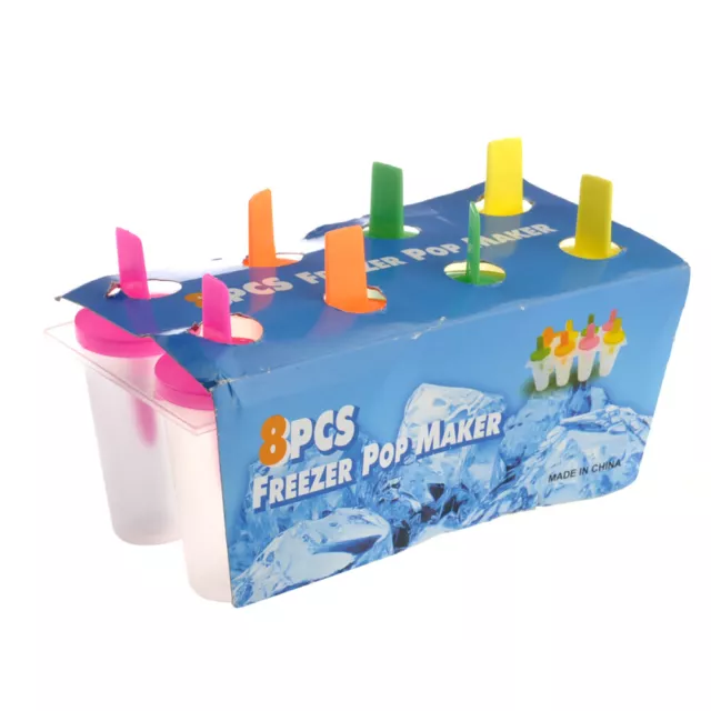 8 Pcs Home-made Popsicles Mould Tray Cute Kids Ice Lolly Moulds