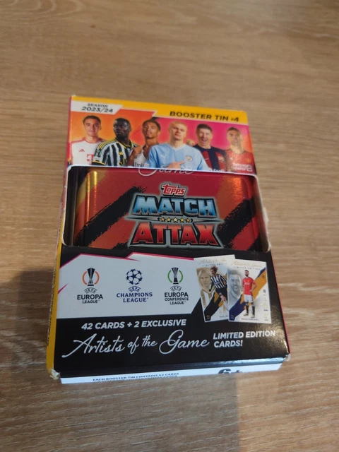 Topps UCL Match Attax stagione 23/24 Booster Tin 42 carte + 2 giochi di carte esclusivi