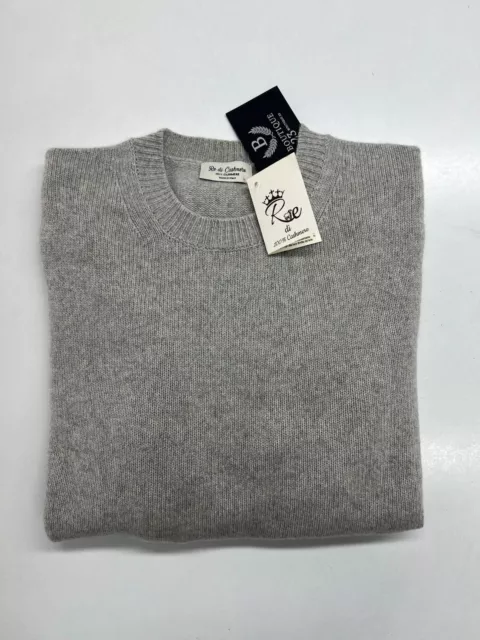 Maglione 100% Puro Cashmere Uomo Men Re Di Cashmere Taglia M Grigia Nuova