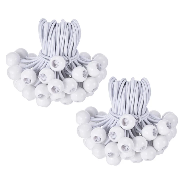 6" Abdeckplane Ball Bungee Cord, 100Pcs Bungee Cords mit Bällen, Weiß