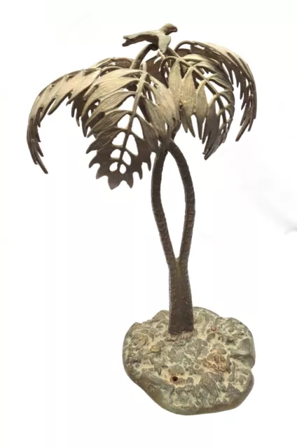 Antique Austrian Vienna Bronze Palm Tree Bird Lamp Statue