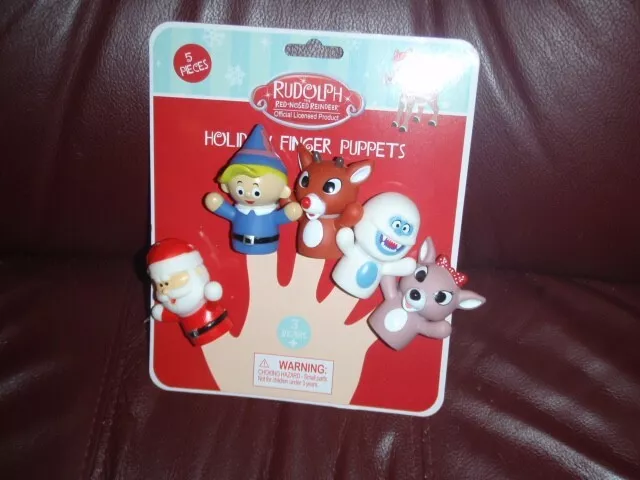 Rudolph the Red-nosed Reindeer Set of 5 Finger Puppets - NEW