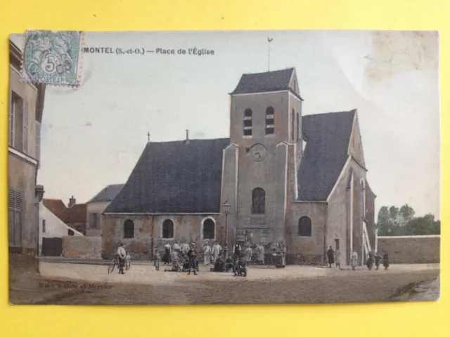 cpa 95 CHAUMONTEL Val d'Oise PLACE de l'EGLISE Notre Dame de la Nativité Animated