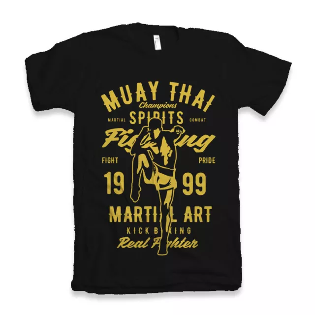 Thai Muay T Shirt Mma Boxing Training Top Kick Mens Martial Arts Gym black