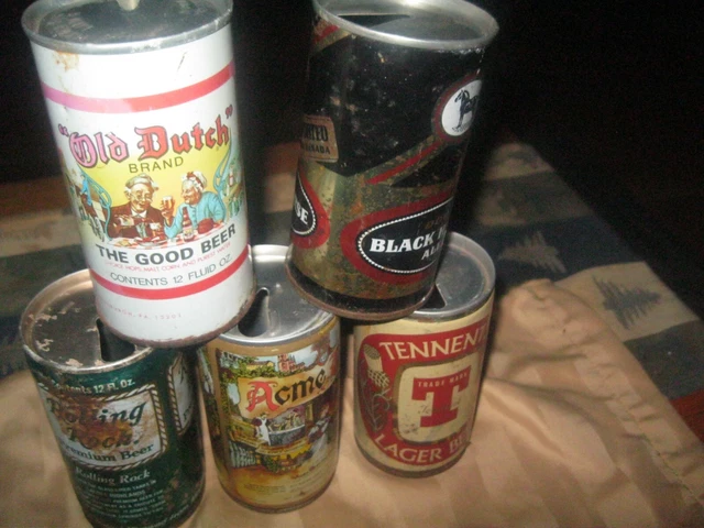 5 Pull Tabs Vintage Beer Cans/ Old Dutch,Acme,Rolling Rock,Black Horse, & Tennet