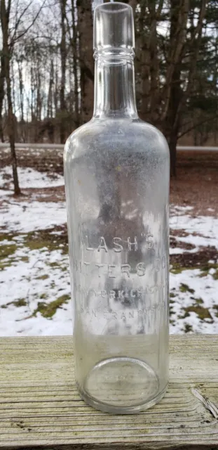 Lash's Bitters Clear Glass Antique Vintage Old Medicine Bottle