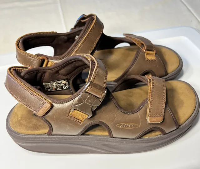MBT Kisumu 3S Brown Leather Orthopedic Sandals Men's Size 10/10.5 Preowned