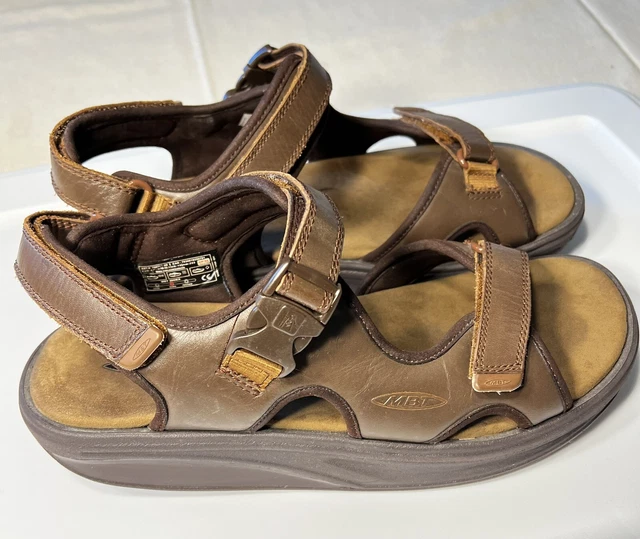 MBT Kisumu 3S Brown Leather Orthopedic Sandals Men's Size 10/10.5 Preowned MBT Kisumu 3S Brown Leather Orthopedic Sandals Men's Size 10/10.5 Preowned