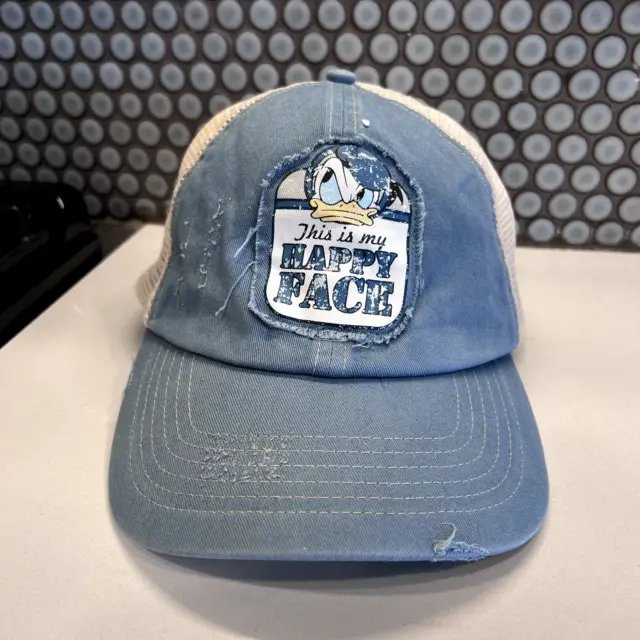 Donald Duck Walt Disney Hat Cap Trucker Blue Mesh Adjustable Snap Back Hat Cap