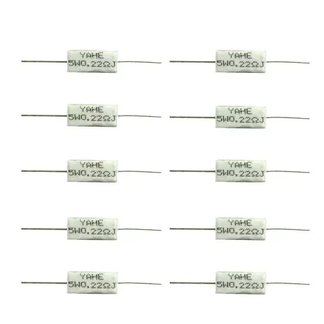 10pcs/set  Winding Ceramic Cement Power Resistor 5W Horizontal 0.22Ohm