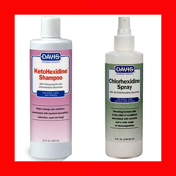 Davis KetoHexidine Medicated Shampoo 12 oz +  Davis Chlorhexidine Spray 8 oz