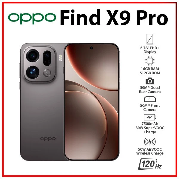 OPPO FIND X9 Pro 5G TITANIUM 16GB+512GB Dual SIM Global Android Cell ...