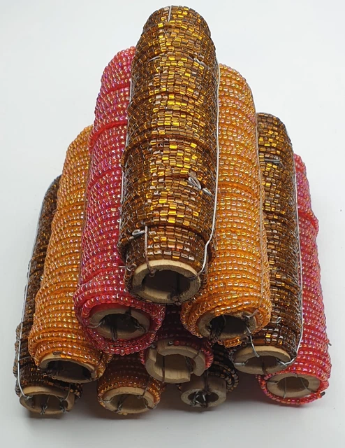 10 Rollen Rocailles Seedbeads Indianerperlen Draht rot orange braun basteln 