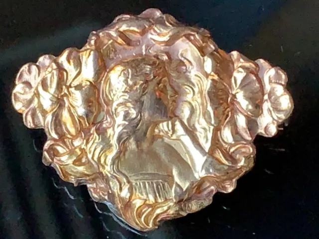 Atemberaubend Antique Französisch Edwardianisch Solid Gold Brosche Gestempelt