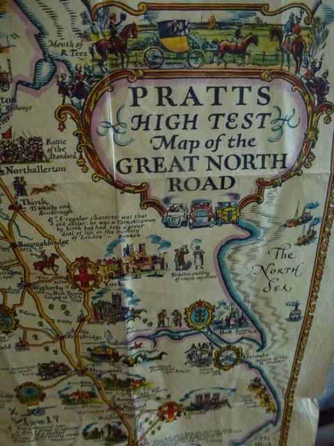 Antique Pratts High Test Map of the Great North Road Alfred E Taylor 1930