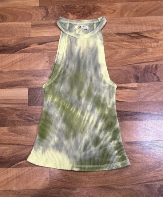 Free People Easy Breezy Ribbed Halter Tie Dye Tank top Green Size Small