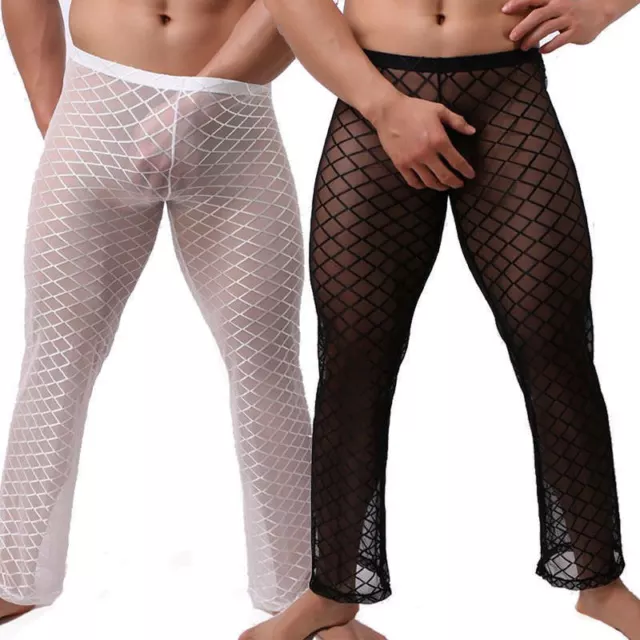 Men Tight Pants See Through Leggings Long Trousers Bulge Pouch Sexy  Underwear