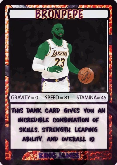 LeBron James NFT crypto art BRONPEPE rarepepe dank AUTHENTIC DIGITAL ASSET