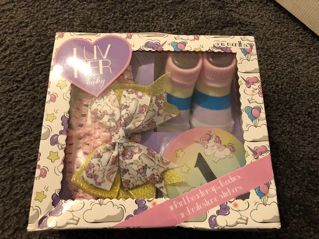 Infant Monthly Belly Stickers Unicorn Headband & Booties Set