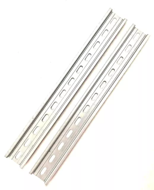 2 Pieces DIN Rail Slotted Aluminum RoHS 12" Inches Long 35mm 7.5mm T&G