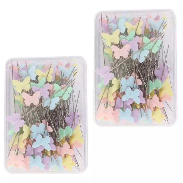 2 Boxes Butterfly Pin Plastic Office Sewing Needle The Clothes