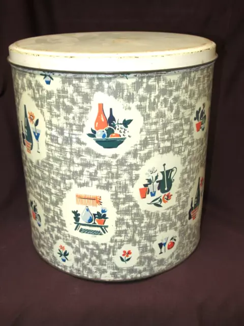 Rare Vintage Willow  Australia Metal Large Food Storage Tin Canister Retro 26CmT